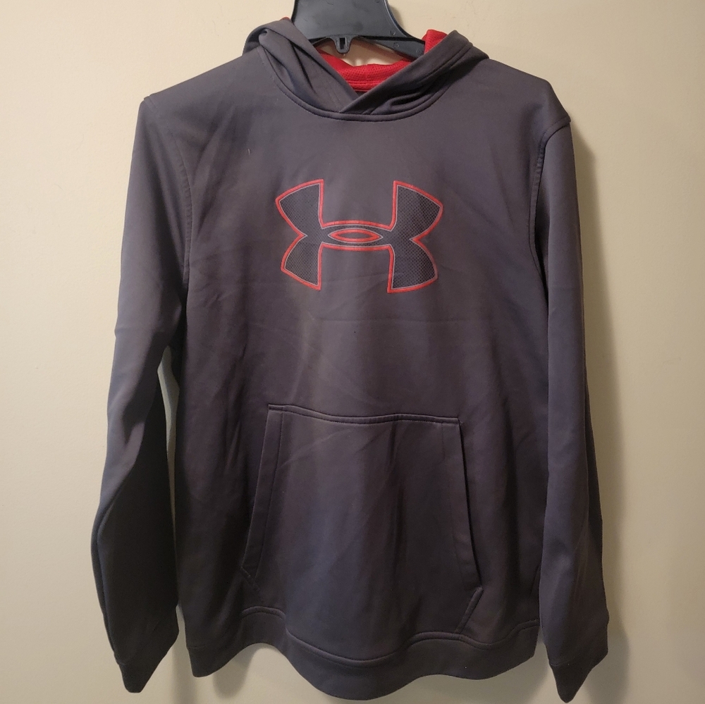 Under Armour Cold Gear Mens Hooded  Sweatshirt Sz L Grey